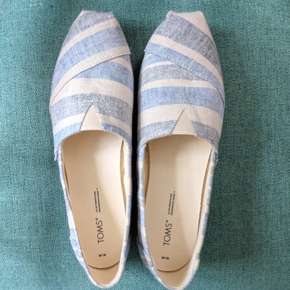 TOMS 10 Alpargata Blue Wide Stripe